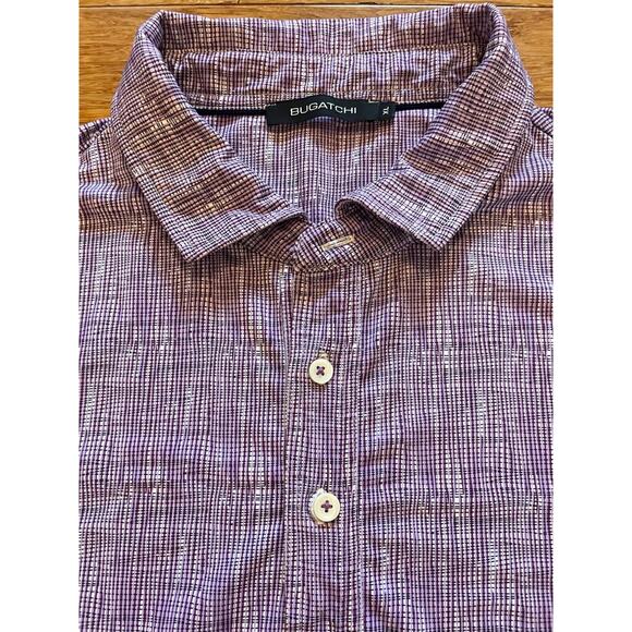 Bugatchi Oooh CottonCotton Geo Print Purple‎ and White Short Sleeve Polo 2XL - Picture 7 of 9